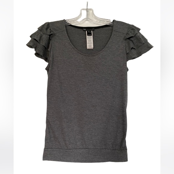 ♨️ Gray T-shirt with ruffle sleeves ♨️ - Picture 3 of 7